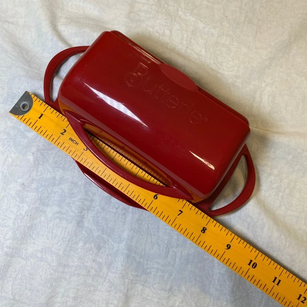 Butterie Flip-Top Butter Dish Red Countertop Butter Keeper‎ With Lid